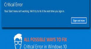 How to Fix Start Menu Critical Error in Windows 10?